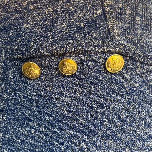 J. Crew Blue Heathered Knit Sleeveless Top with Gold Buttons - Picture 3 of 4